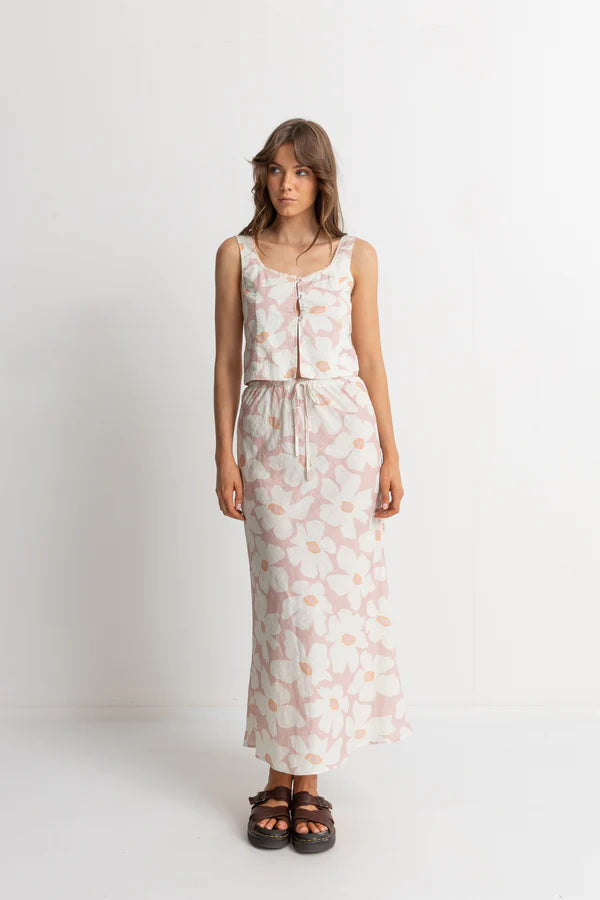 Mimi Floral Bias Cut Maxi Skirt / Rose