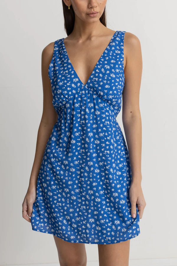 Elodie Floral Mini Dress / Blue