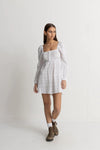 Bronty Long Sleeve Mini Dress / White