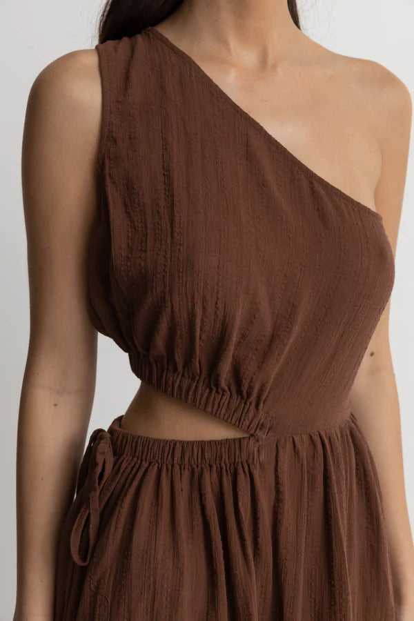 Tyler One Shoulder Maxi Dress / Chocolate