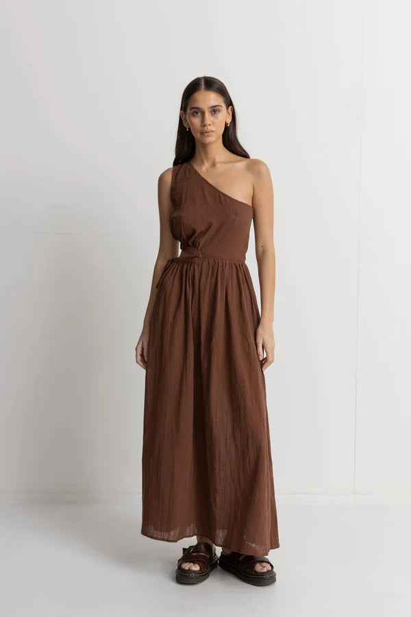 Tyler One Shoulder Maxi Dress / Chocolate