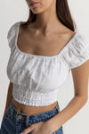 Dylan Cap Sleeve Top / White