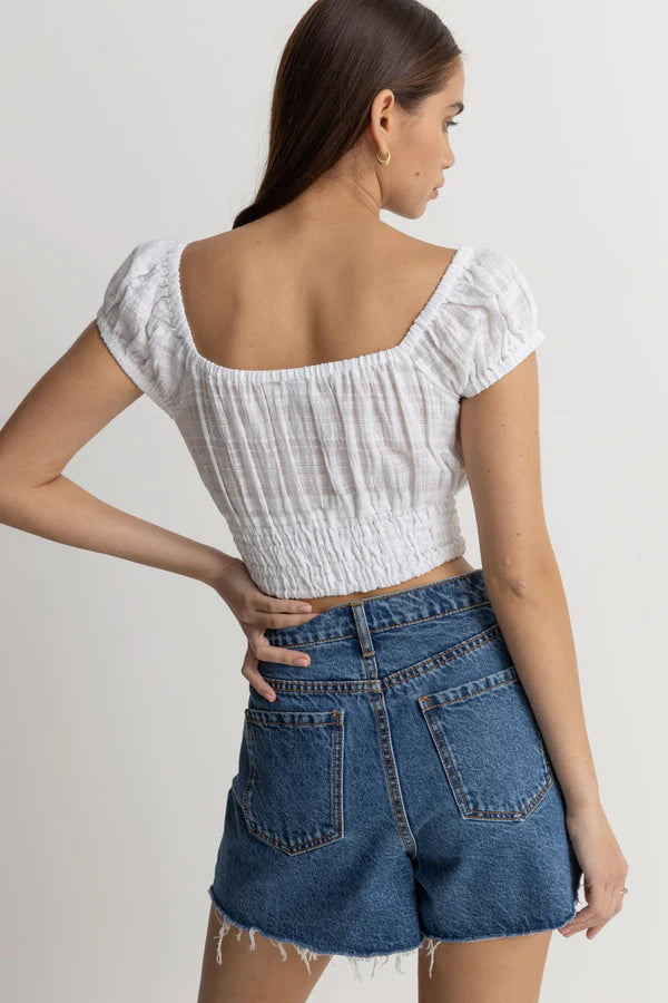 Dylan Cap Sleeve Top / White