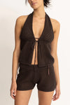 Frida Knit Halter Top/ Chocolate Brown