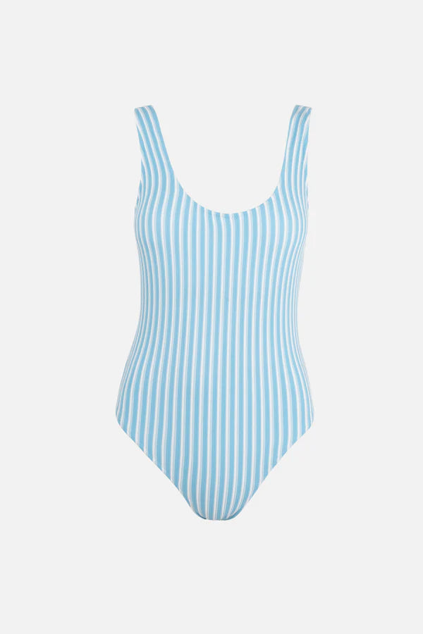 Sunbather Striped Scoop Neck One Piece / Ocean