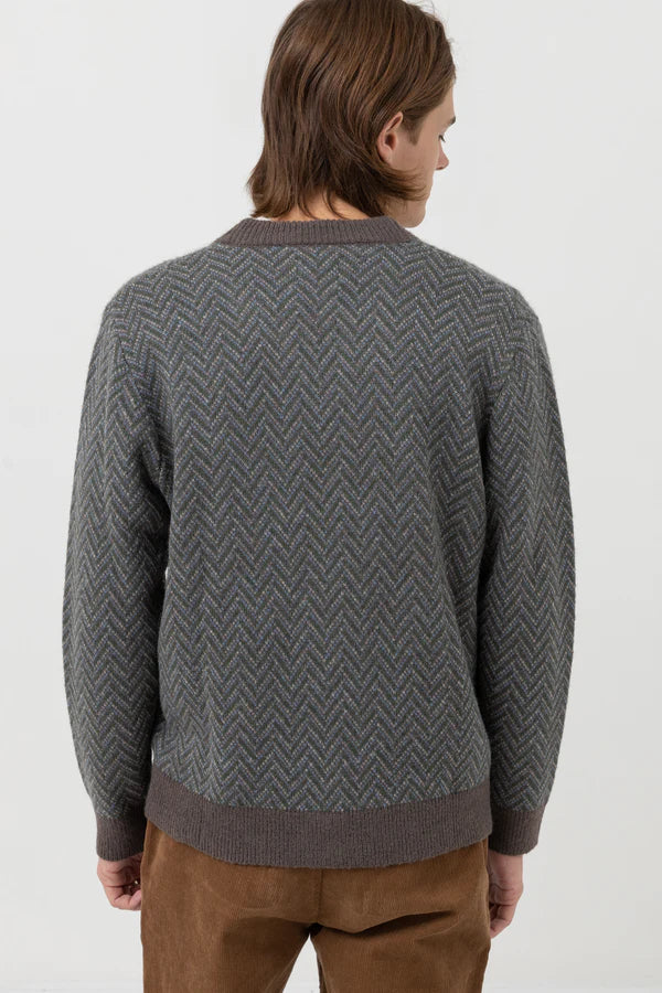 Mohair Herringbone Cardigan / Pacific