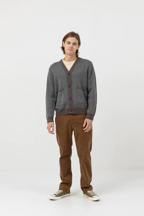 Mohair Herringbone Cardigan / Pacific