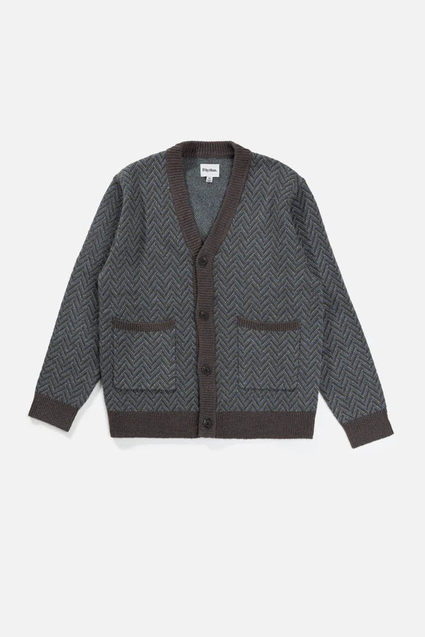 Mohair Herringbone Cardigan / Pacific