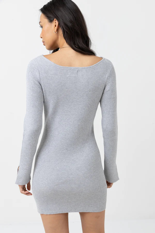 Noemie Knit Mini Dress / Grey