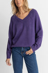 Moonstone Oversized V Neck Knit / Plum