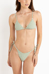 Lola Check Tie Side HI Cut Pant - Green