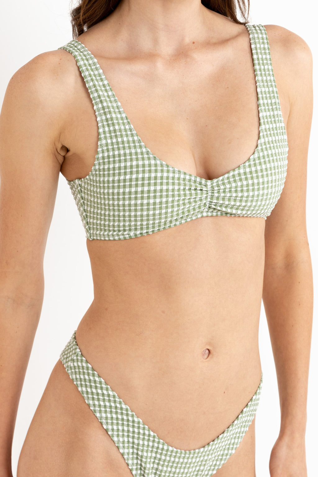 Lola Check Crop Top - Green