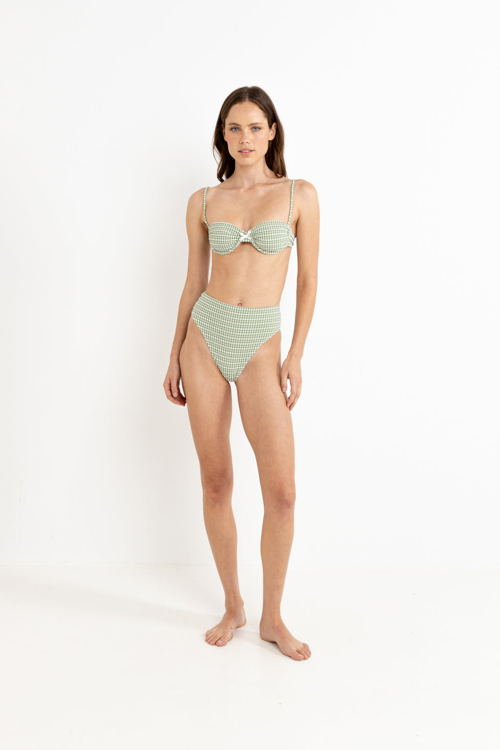 Lola Check Balconette Top - Green