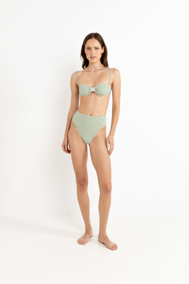 Lola Check Balconette Top - Green