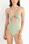 Lola Check Cut Out One Piece - Green