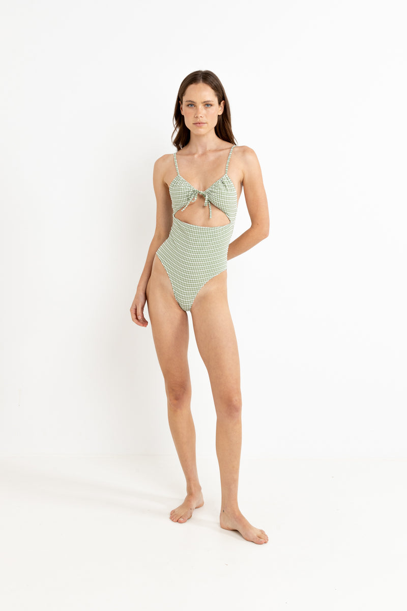 Lola Check Cut Out One Piece - Green