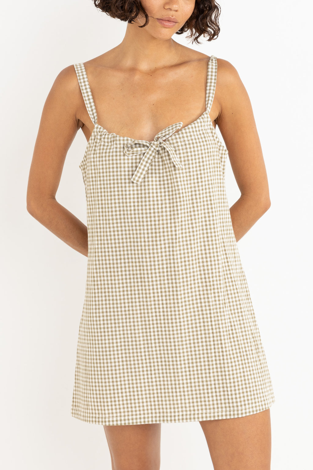 Lola Check Slip Dress / Olive