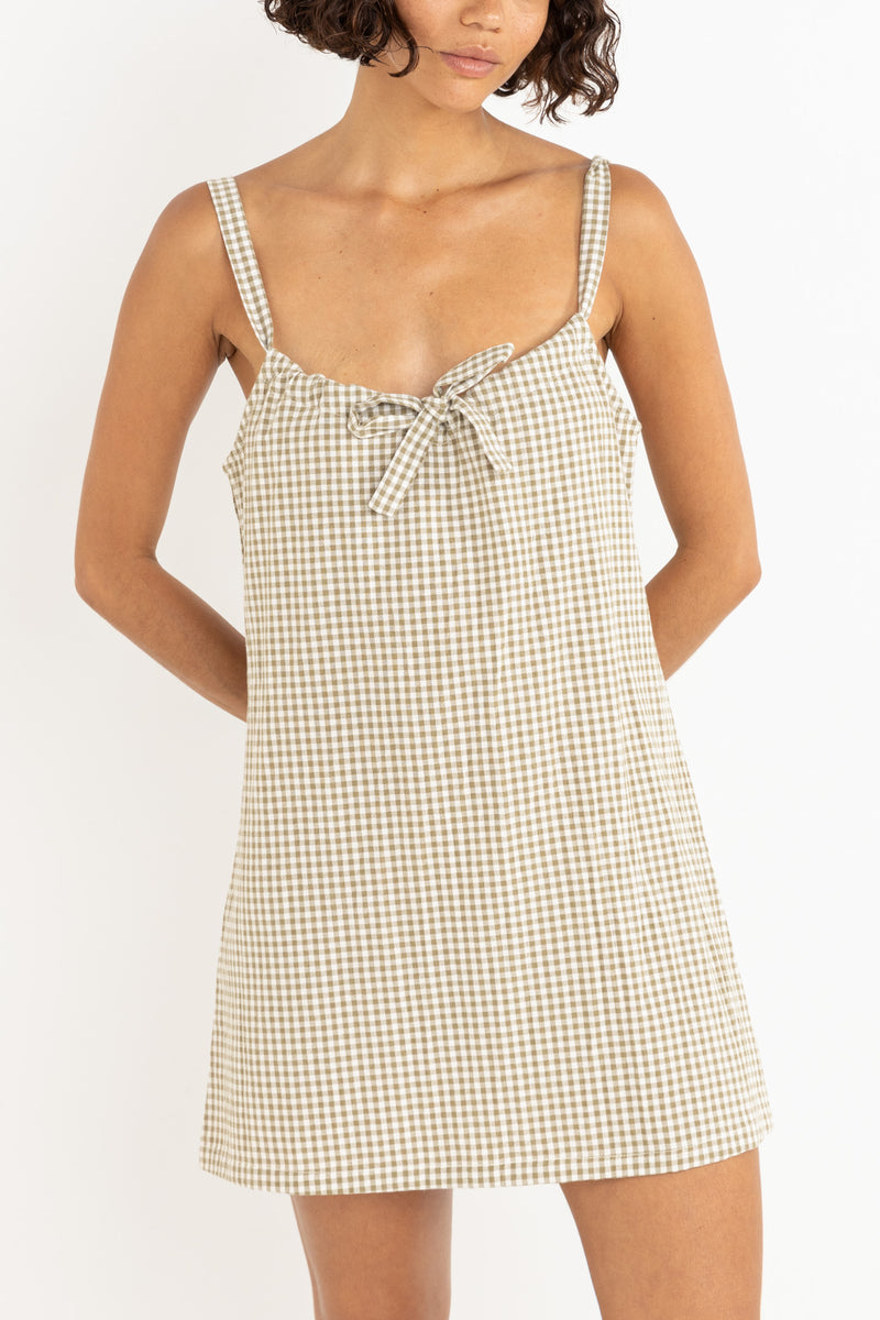 Lola Check Slip Dress / Olive
