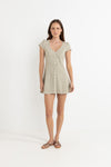 Lola check Cap Sleeve Mini Dress / Olive