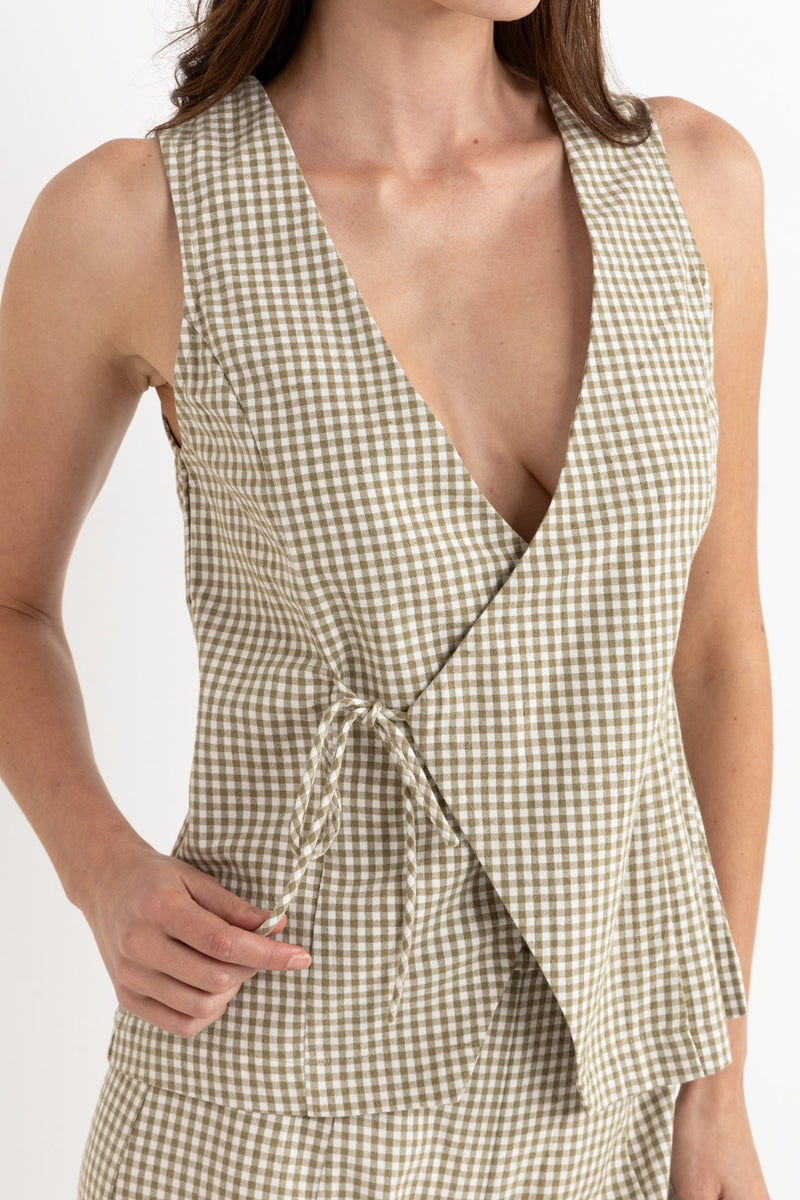 Lola Check Wrap Front Vest