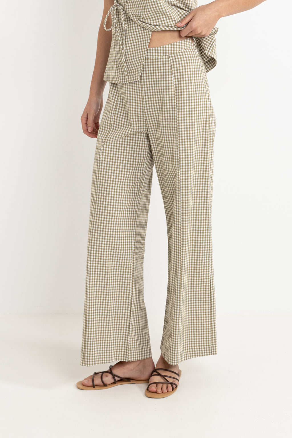 Lola Check Wide Leg Pant / Olive