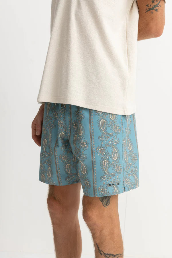 Paisley Stripe Beach Short / Slate