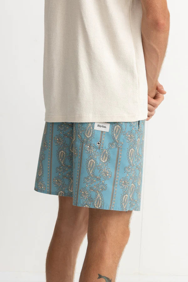 Paisley Stripe Beach Short / Slate
