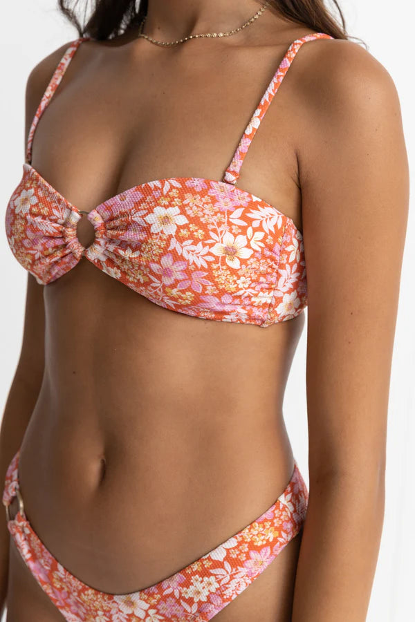 Luna Floral Ring Bandeau Top / Red