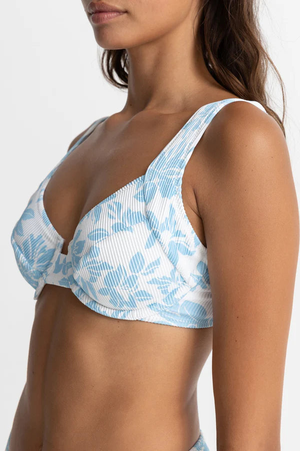 Grace Floral Panelled Support Underwire Top / Blue