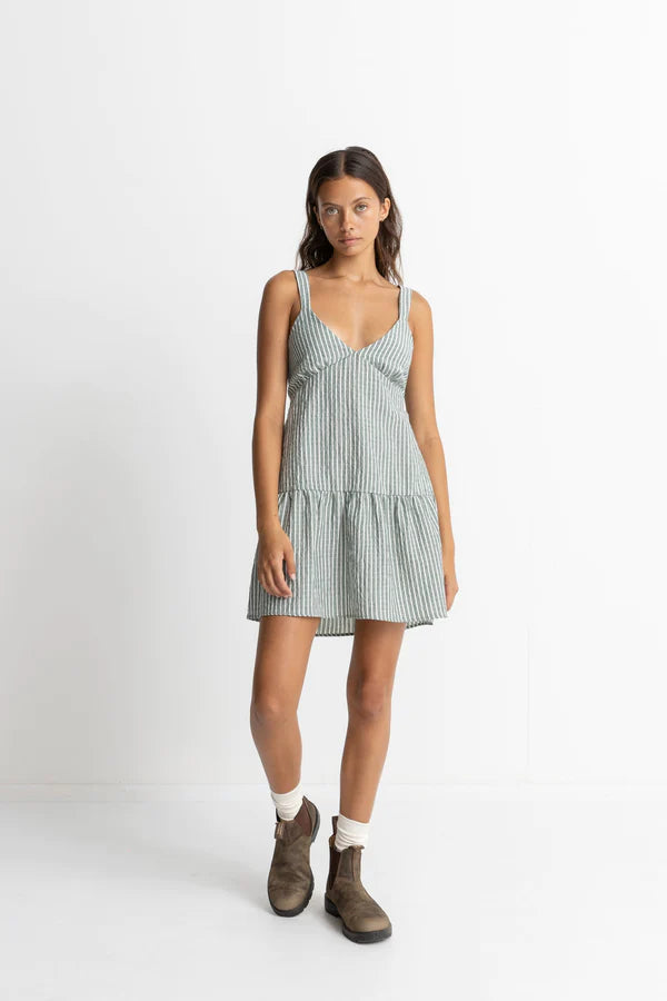 Stevie Stripe Tie Back Mini Dress / Green