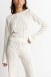 Charlize Knit Long Sleeve Top / White