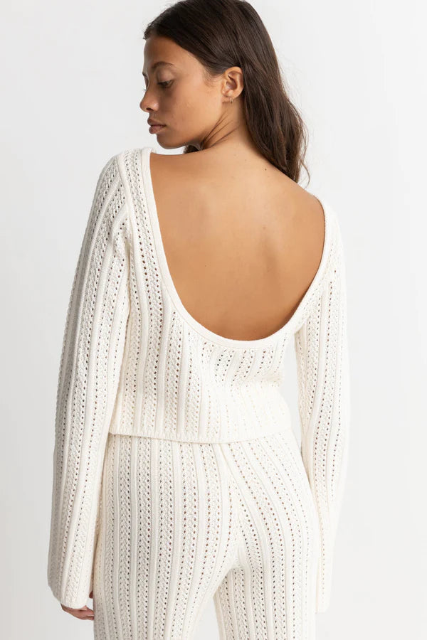 Charlize Knit Long Sleeve Top / White