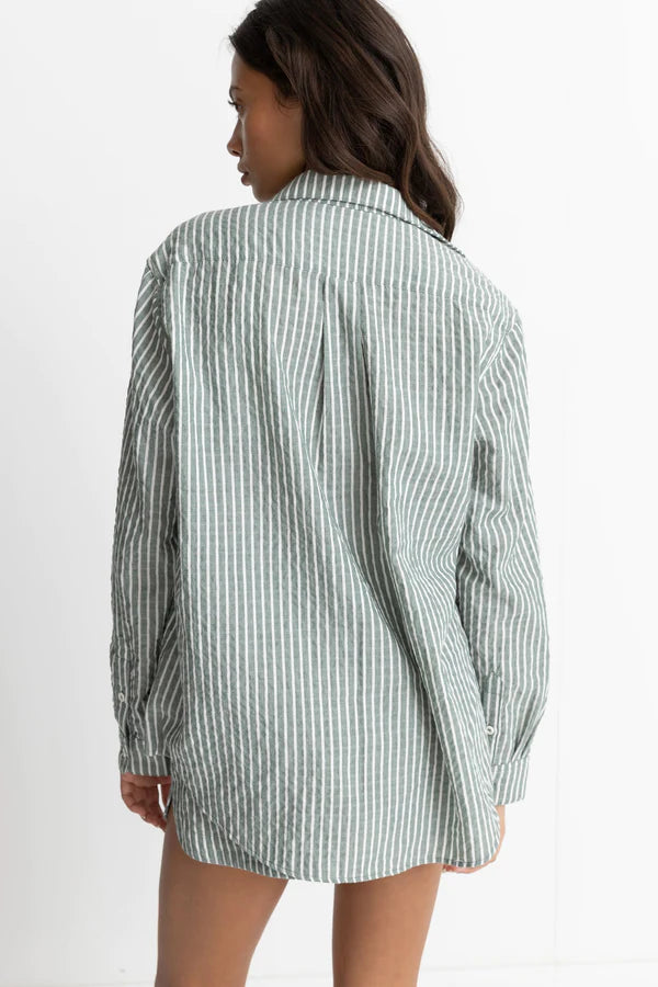 Stevie Stripe Beach Shirt / Green