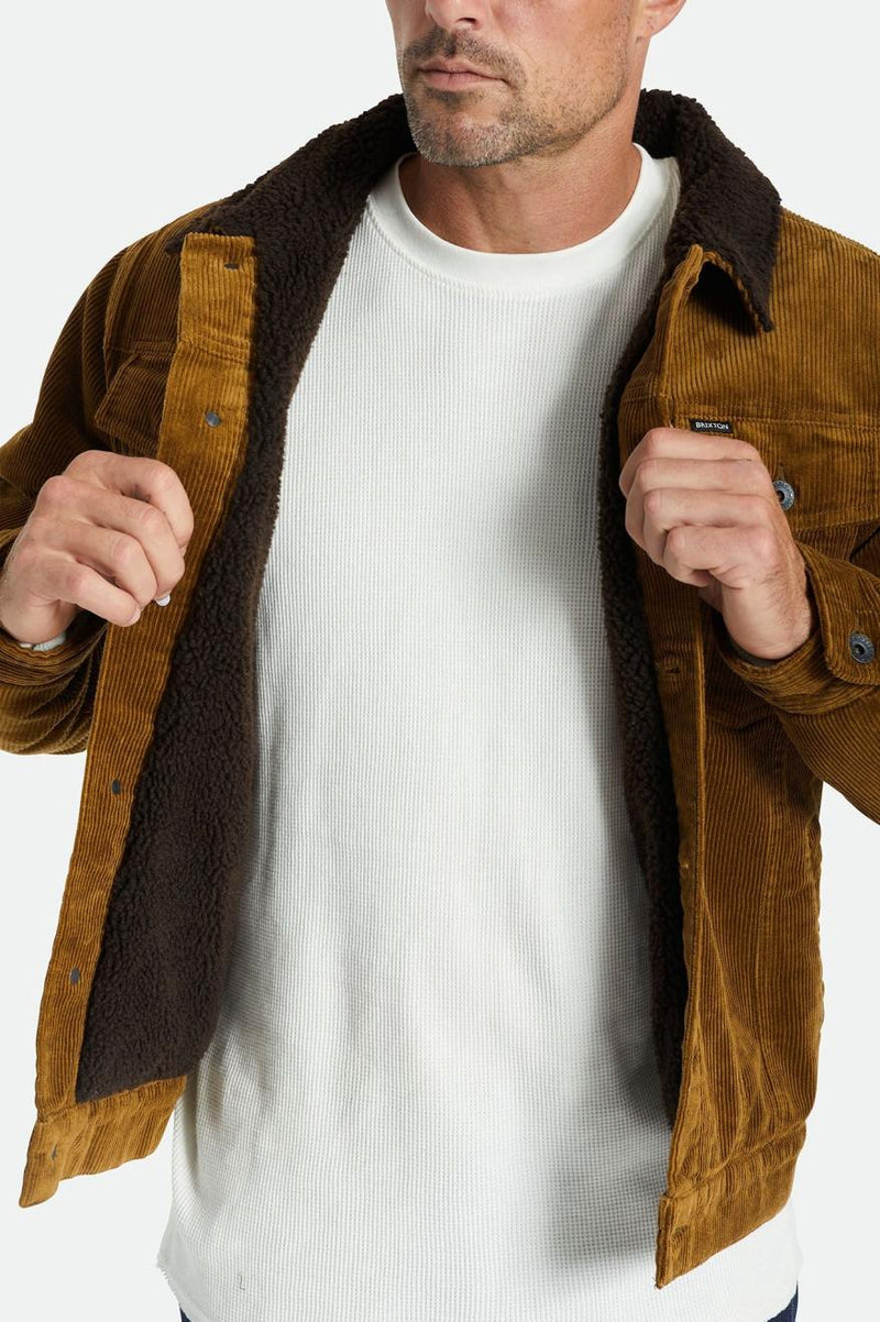 Cable Cord Lined Trucker Jacket Brass Brown