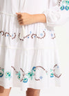 Beached It Eden Embroidery Tier Dress / White