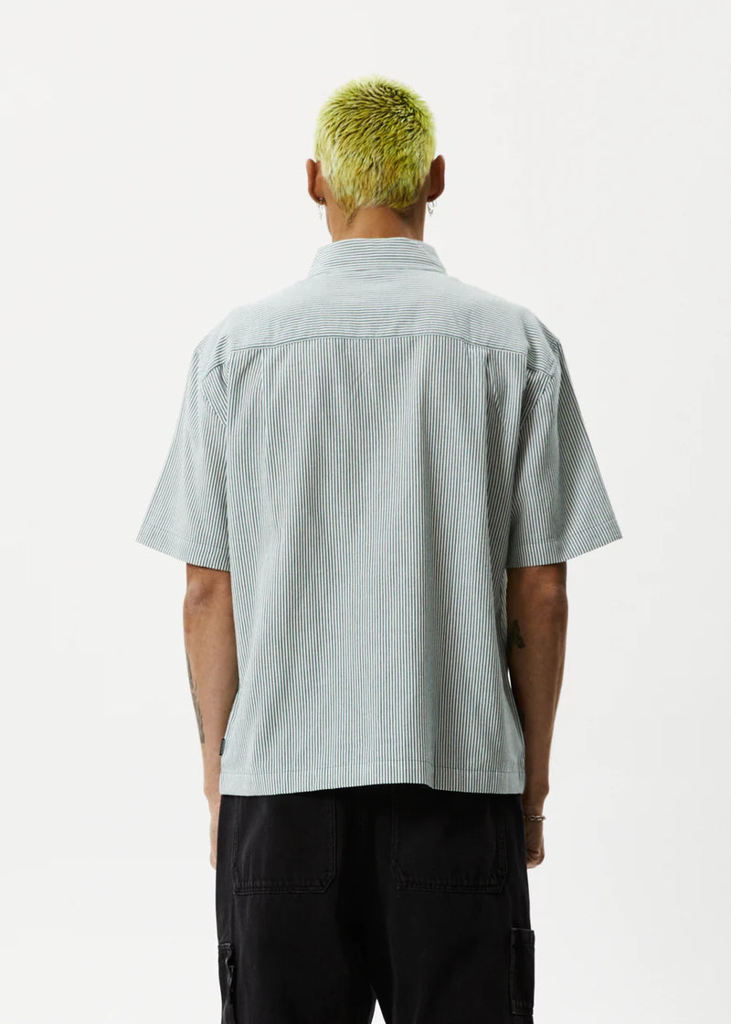 Intergalactic Recycled Cuban Shirt / Emerald Stripe