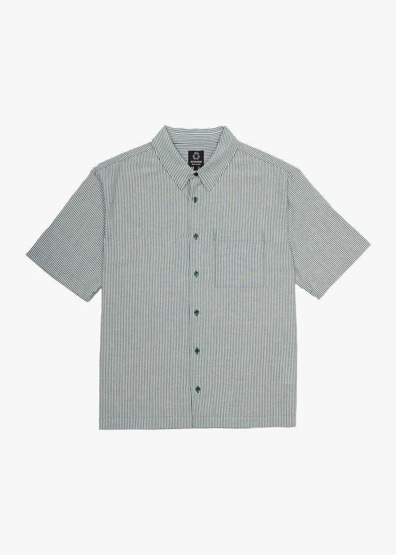 Intergalactic Recycled Cuban Shirt / Emerald Stripe