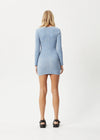 Shadows Ribbed Cut Out Long Sleeve Dress / Arctic