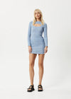 Shadows Ribbed Cut Out Long Sleeve Dress / Arctic