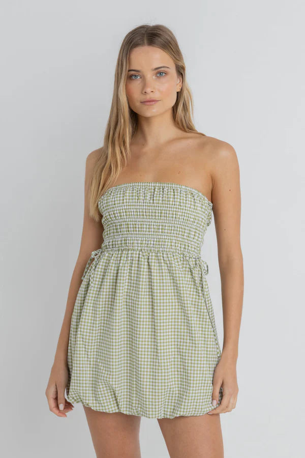 Lana Gingham Bubble Dress / Green