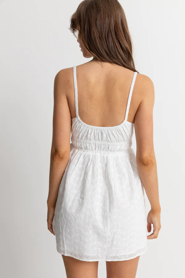 Fae Broderie Mini Dress / White