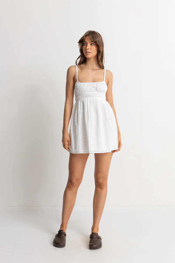 Fae Broderie Mini Dress / White