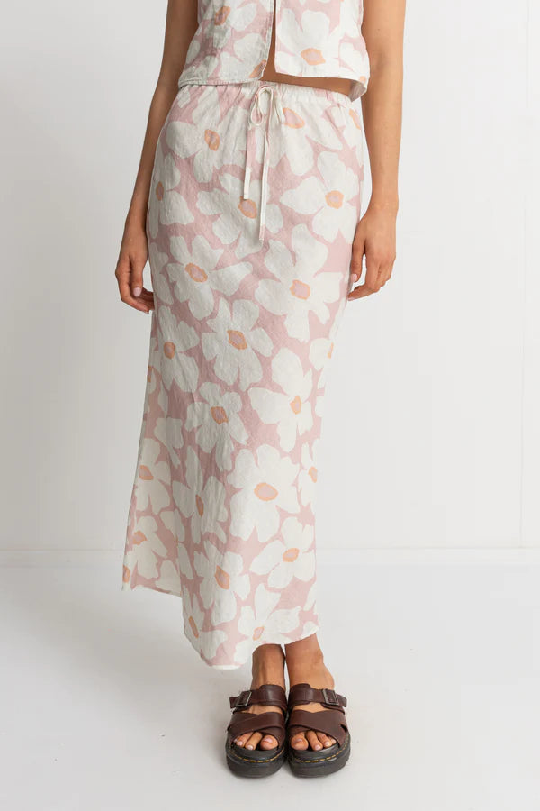 Mimi Floral Bias Cut Maxi Skirt / Rose