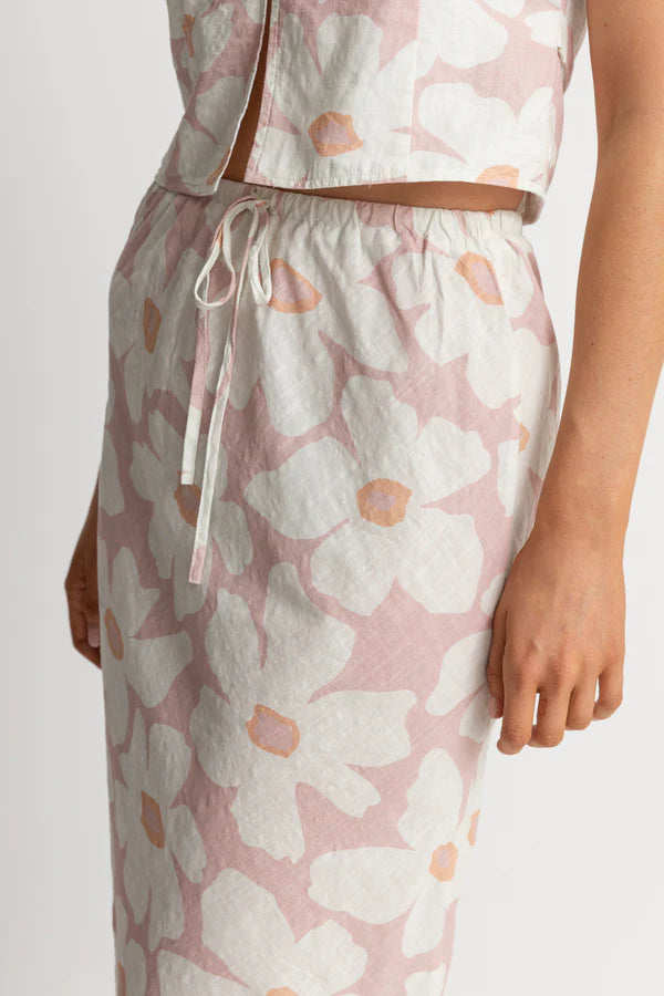 Mimi Floral Bias Cut Maxi Skirt / Rose