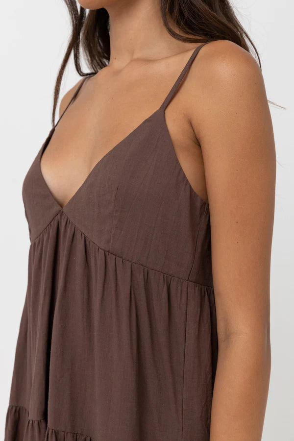 Classic Tiered Mini Dress / Chocolate