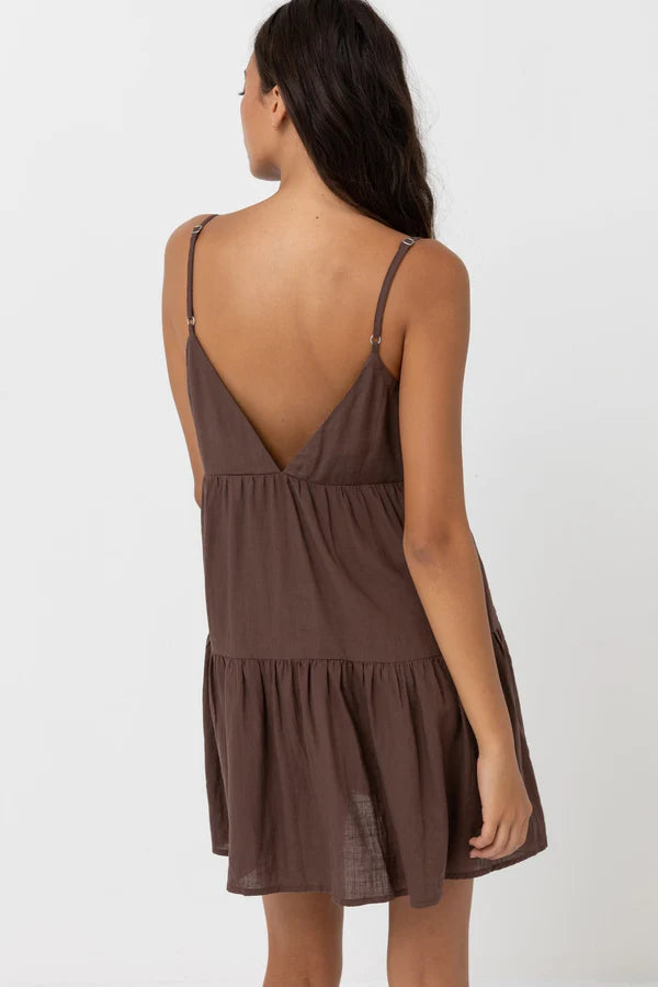 Classic Tiered Mini Dress / Chocolate