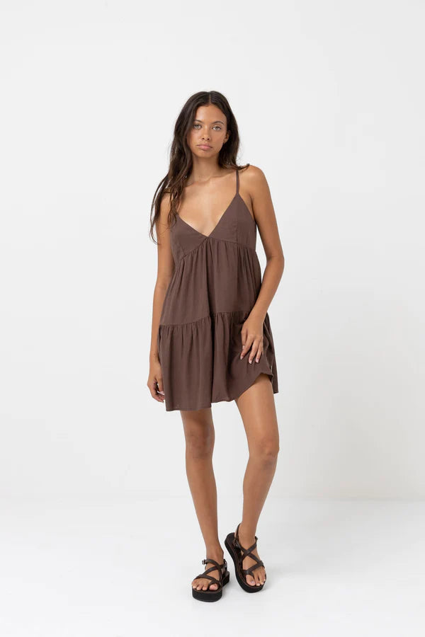 Classic Tiered Mini Dress / Chocolate