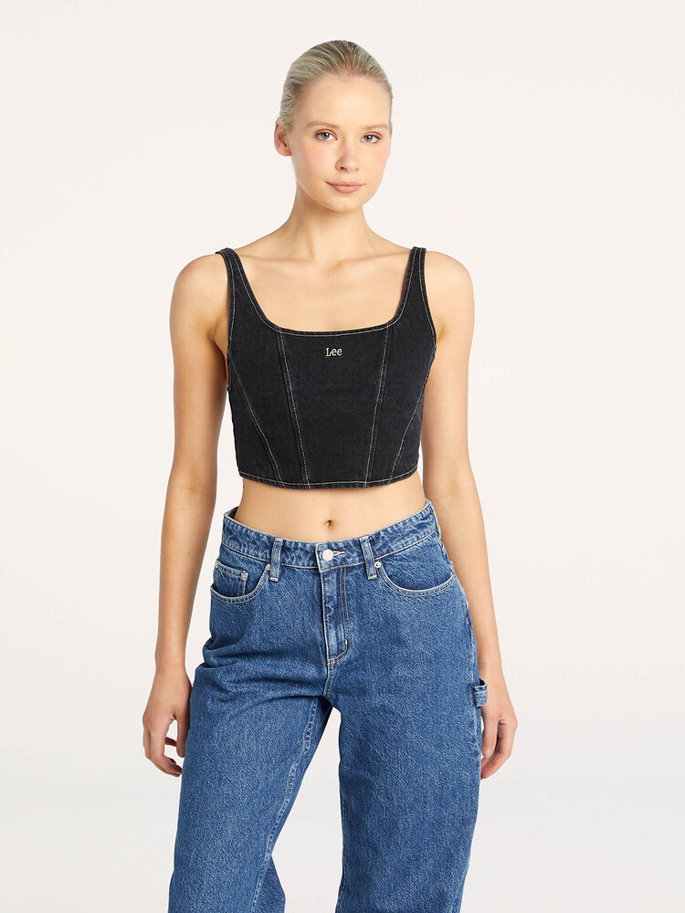 Monique Denim Corset / Hollaback Black