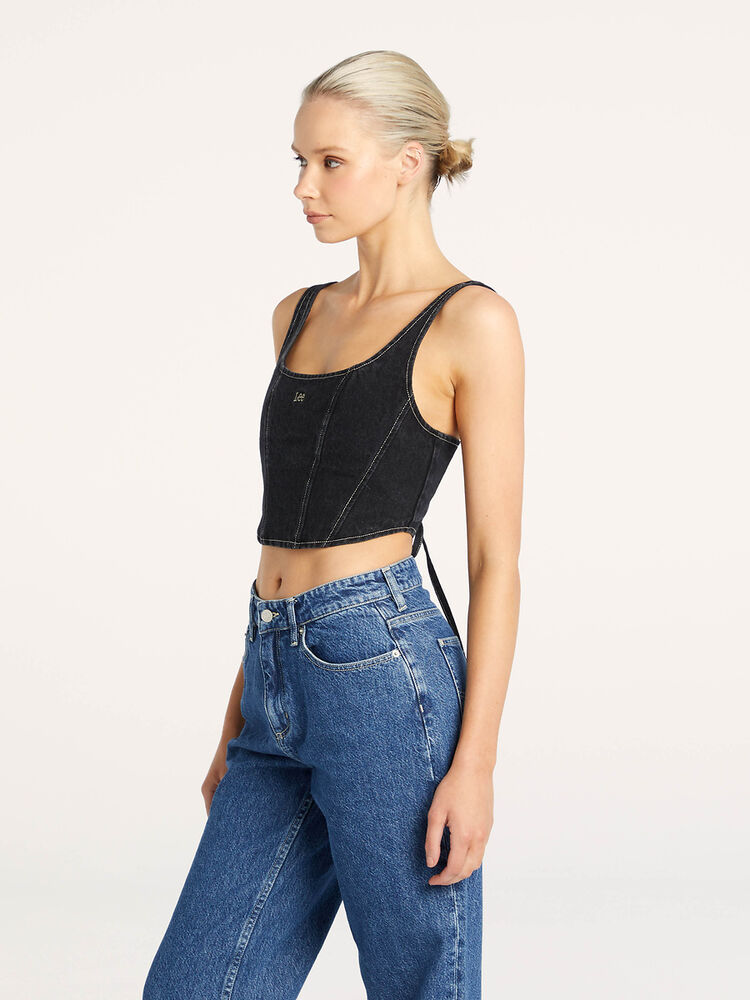 Monique Denim Corset / Hollaback Black