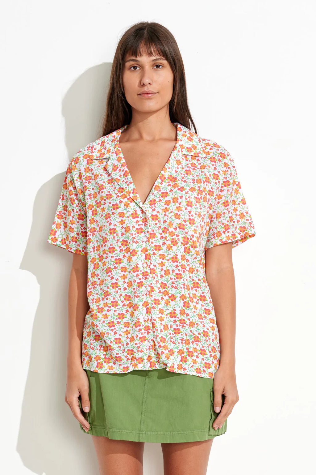 Primavera OS Shirt White Floral